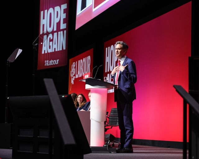 Secretary of State for Foreign, Commonwealth and Development Affairs Ed Miliband MP speaks during the Labour Party Annual Conference Day Two at Convention Centre, Liverpool, United Kingdom on 28 September 2026

(Photo by Mark Cosgrove/News Images)