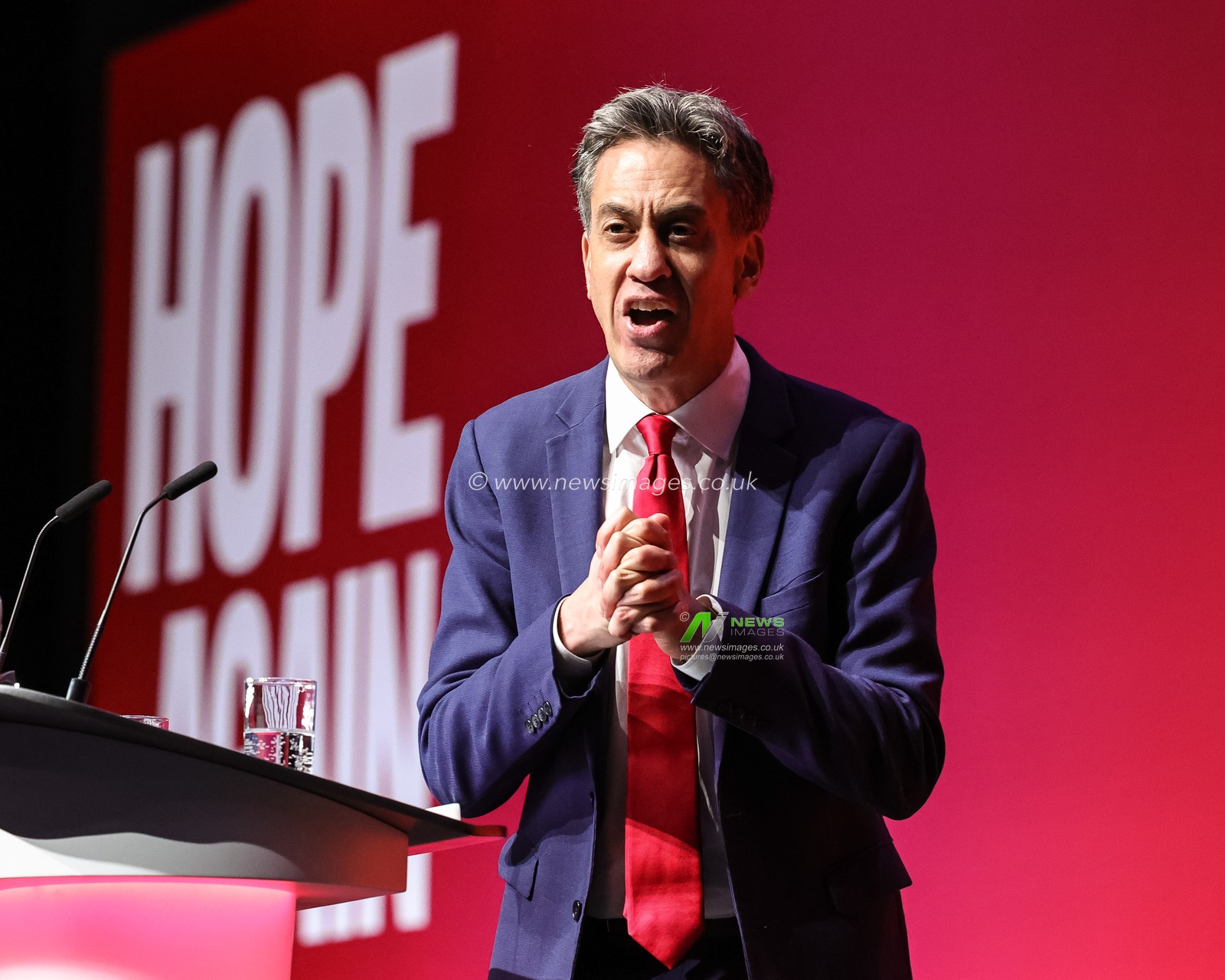 Secretary of State for Foreign, Commonwealth and Development Affairs Ed Miliband MP speaks during the Labour Party Annual Conference Day Two at Convention Centre, Liverpool, United Kingdom on 28 September 2026

(Photo by Mark Cosgrove/News Images)