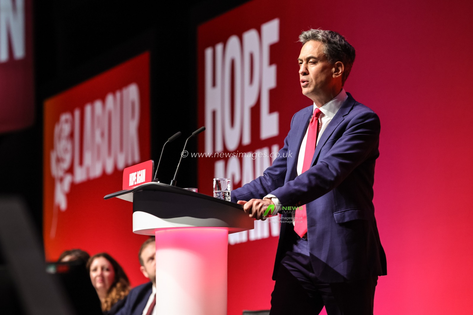 Secretary of State for Foreign, Commonwealth and Development Affairs Ed Miliband MP speaks during the Labour Party Annual Conference Day Two at Convention Centre, Liverpool, United Kingdom on 28 September 2026

(Photo by Mark Cosgrove/News Images)