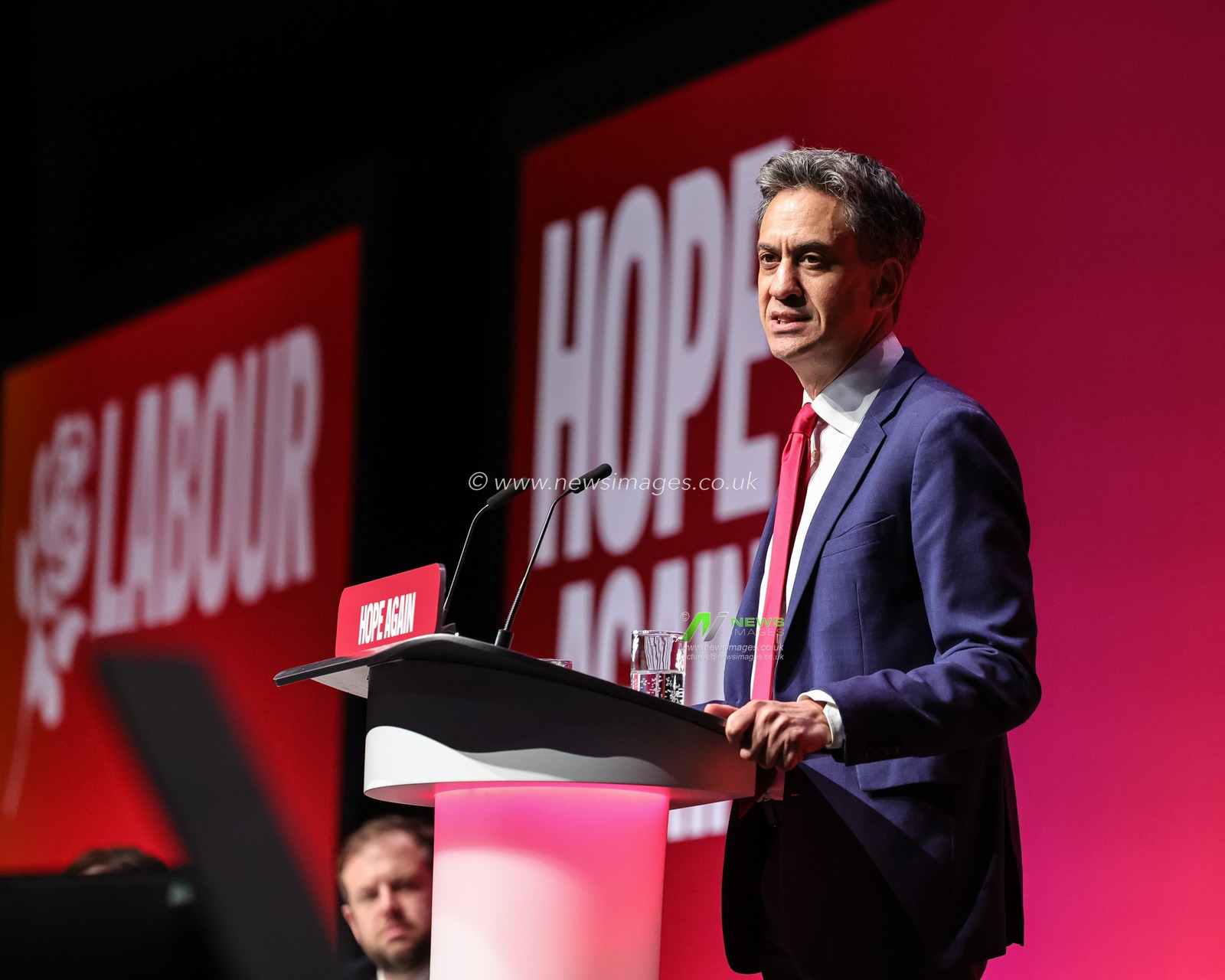 Secretary of State for Foreign, Commonwealth and Development Affairs Ed Miliband MP speaks during the Labour Party Annual Conference Day Two at Convention Centre, Liverpool, United Kingdom on 28 September 2026

(Photo by Mark Cosgrove/News Images)
