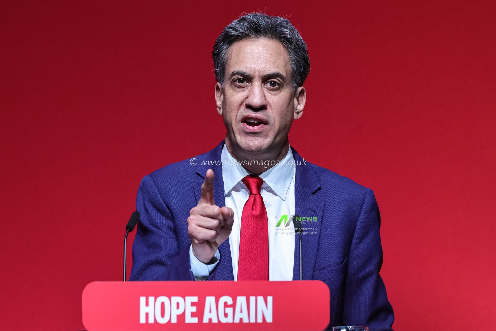 Secretary of State for Foreign, Commonwealth and Development Affairs Ed Miliband MP speaks during the Labour Party Annual Conference Day Two at Convention Centre, Liverpool, United Kingdom on 28 September 2026

(Photo by Mark Cosgrove/News Images)
