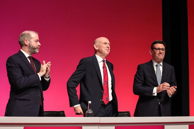 Prime Minister of the United Kingdom Andy Burnham applauds Chancellor of the Exchequer John Healey MP after his speech during the Labour Party Annual Conference Day Two at Convention Centre, Liverpool, United Kingdom on 28 September 2026

(Photo by Mark Cosgrove/News Images)