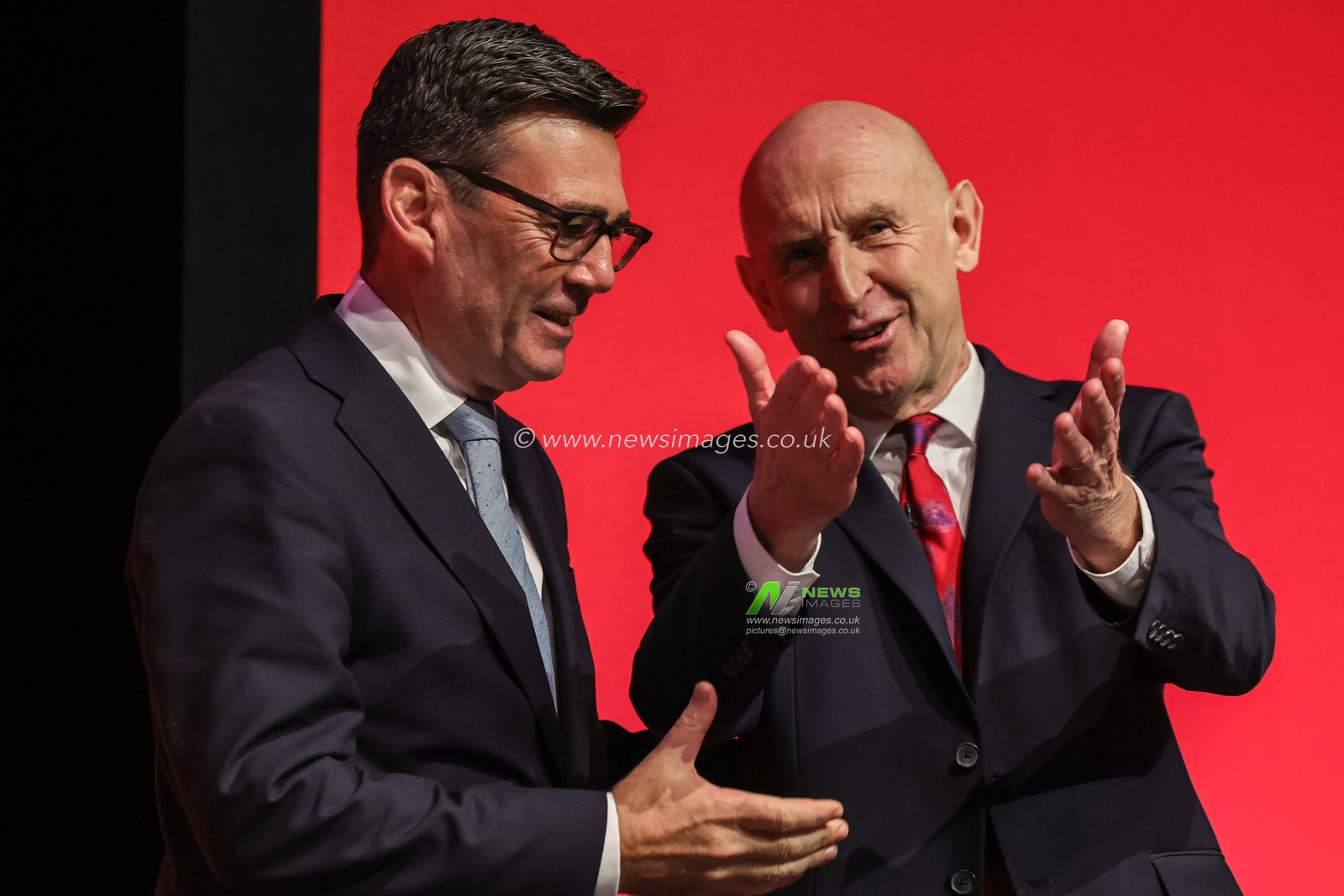 Prime Minister of the United Kingdom Andy Burnham applauds Chancellor of the Exchequer John Healey MP after his speech during the Labour Party Annual Conference Day Two at Convention Centre, Liverpool, United Kingdom on 28 September 2026

(Photo by Mark Cosgrove/News Images)