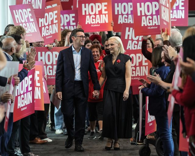 Andy Burnham MP, Prime Minister of the United Kingdom and his wife Marie-France van Heel
 Walks over the bridge of Hope Again during theLabour Party Annual Conference Day Three at Convention Centre, Liverpool, United Kingdom on 29 September 2026

(Photo by Mark Cosgrove/News Images)