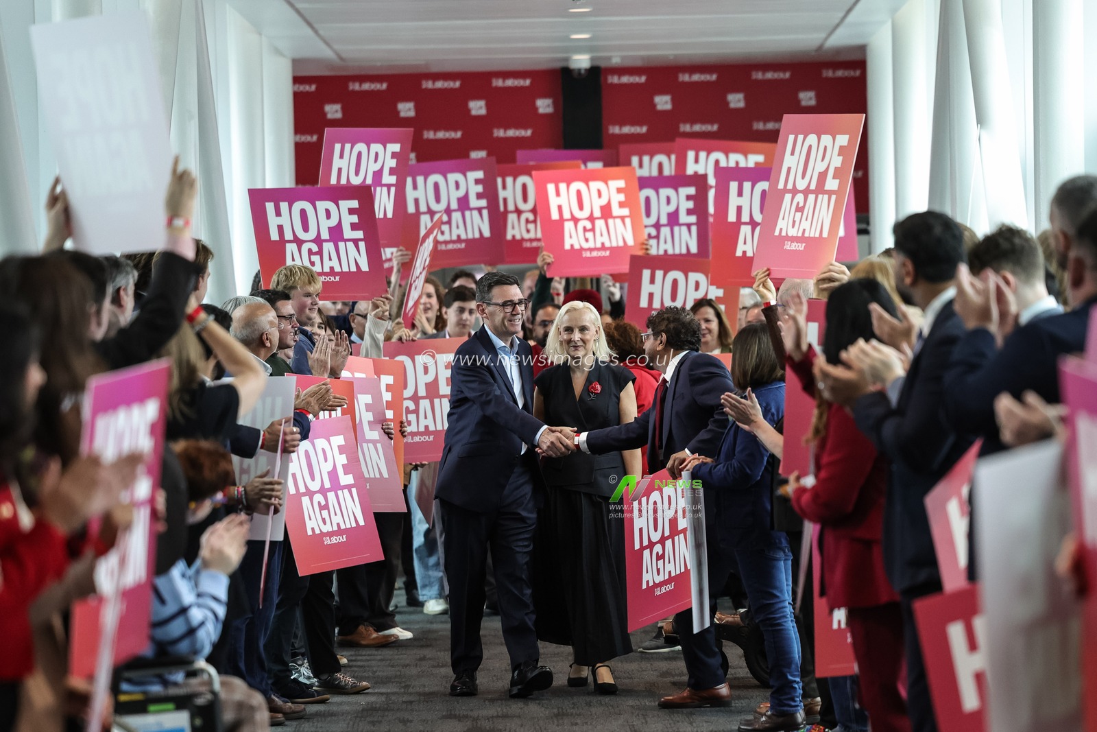 Andy Burnham MP, Prime Minister of the United Kingdom and his wife Marie-France van Heel
 Walks over the bridge of Hope Again during theLabour Party Annual Conference Day Three at Convention Centre, Liverpool, United Kingdom on 29 September 2026

(Photo by Mark Cosgrove/News Images)