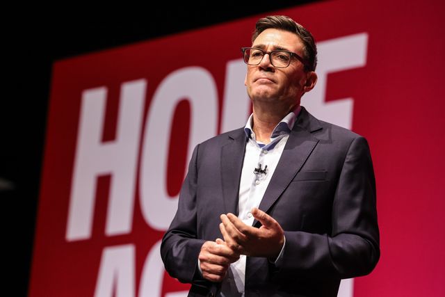 Andy Burnham MP, Prime Minister of the United Kingdom holds his wedding ring finger during his speech at the Labour Party Annual Conference Day Three at Convention Centre, Liverpool, United Kingdom on 29 September 2026

(Photo by Mark Cosgrove/News Images)