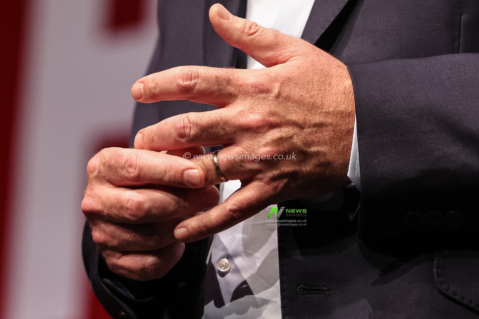 Andy Burnham MP, Prime Minister of the United Kingdom holds his wedding ring finger during his speech at the Labour Party Annual Conference Day Three at Convention Centre, Liverpool, United Kingdom on 29 September 2026

(Photo by Mark Cosgrove/News Images)