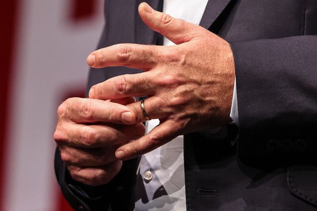 Andy Burnham MP, Prime Minister of the United Kingdom holds his wedding ring finger during his speech at the Labour Party Annual Conference Day Three at Convention Centre, Liverpool, United Kingdom on 29 September 2026

(Photo by Mark Cosgrove/News Images)