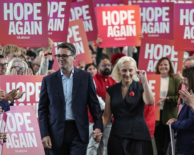 Andy Burnham MP, Prime Minister of the United Kingdom and his wife Marie-France van Heel
 Walks over the bridge of Hope Again during the Labour Party Annual Conference Day Three at Convention Centre, Liverpool, United Kingdom on 29 September 2026

(Photo by Mark Cosgrove/News Images)