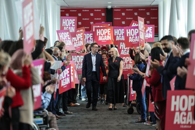 Andy Burnham MP, Prime Minister of the United Kingdom and his wife Marie-France van Heel
 Walks over the bridge of Hope Again during the Labour Party Annual Conference Day Three at Convention Centre, Liverpool, United Kingdom on 29 September 2026

(Photo by Mark Cosgrove/News Images)