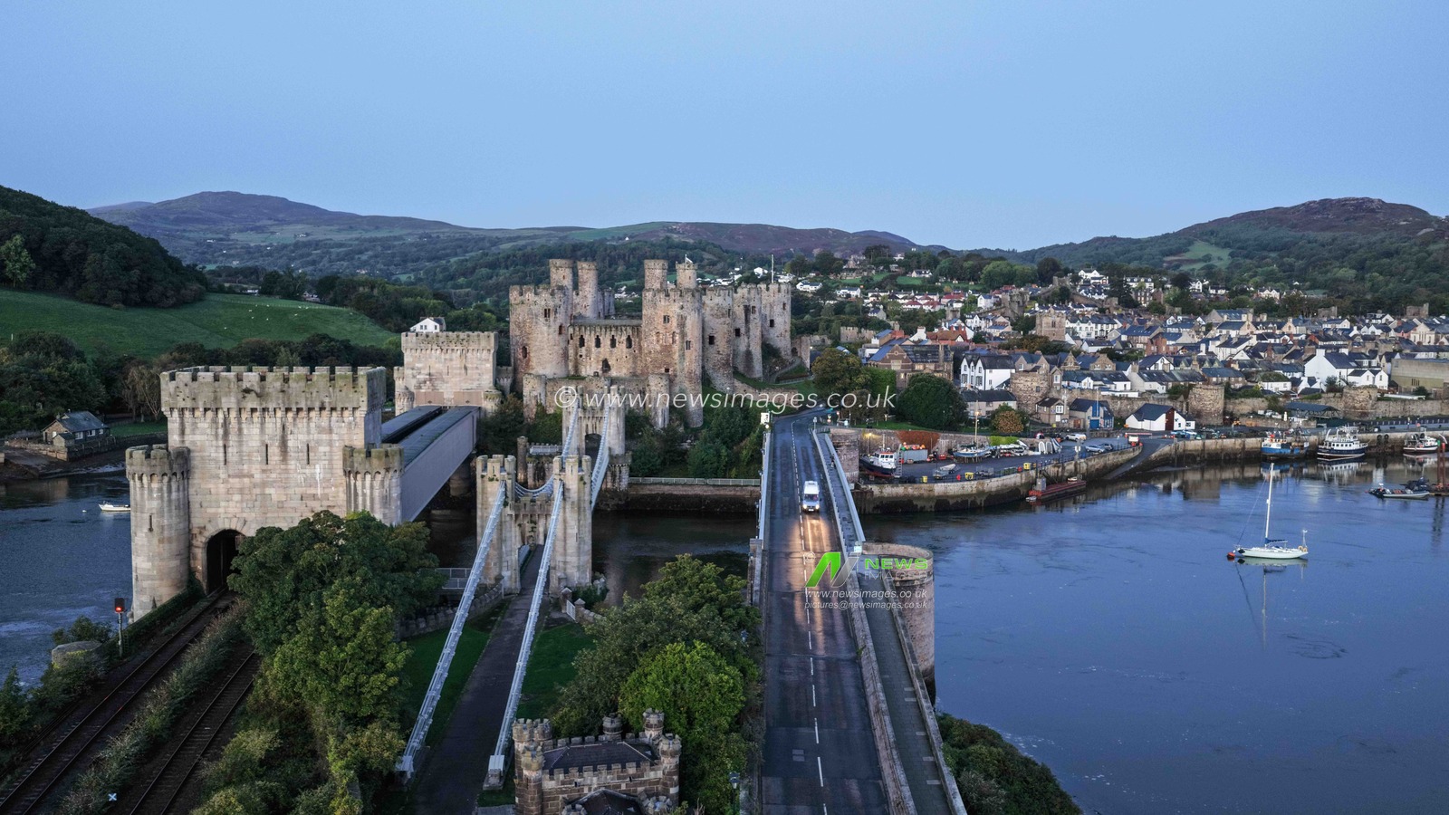 A spectacular sunrise breaks over the historic Conwy Castle, bathing the medieval fortress and surrounding landscape in dramatic golden light in Conwy, Wales, United Kingdom, on 3 October 2026.

(Photo by Mark Cosgrove/News Images)