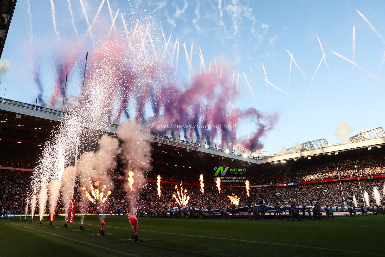 The Pre-game display during the Betfred Super League Grand Final match Warrington Wolves vs Wakefield Trinity at Old Trafford, Manchester, United Kingdom on 03 October 2026

(Photo by Alfie Cosgrove/News Images)