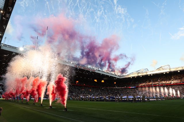 The Pre-game display during the Betfred Super League Grand Final match Warrington Wolves vs Wakefield Trinity at Old Trafford, Manchester, United Kingdom on 03 October 2026

(Photo by Alfie Cosgrove/News Images)