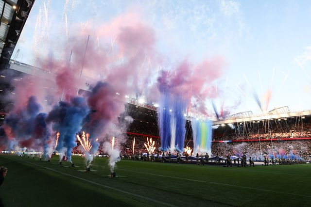 The Pre-game display during the Betfred Super League Grand Final match Warrington Wolves vs Wakefield Trinity at Old Trafford, Manchester, United Kingdom on 03 October 2026

(Photo by Alfie Cosgrove/News Images)
