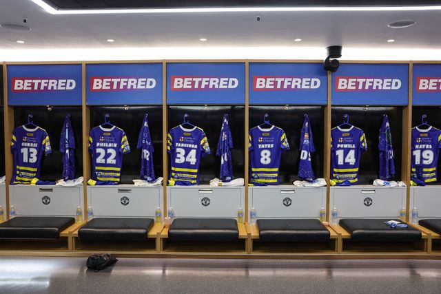 Warrington Wolves dressing room during the Betfred Super League Grand Final match Warrington Wolves vs Wakefield Trinity at Old Trafford, Manchester, United Kingdom on 03 October 2026

(Photo by Mark Cosgrove/News Images)