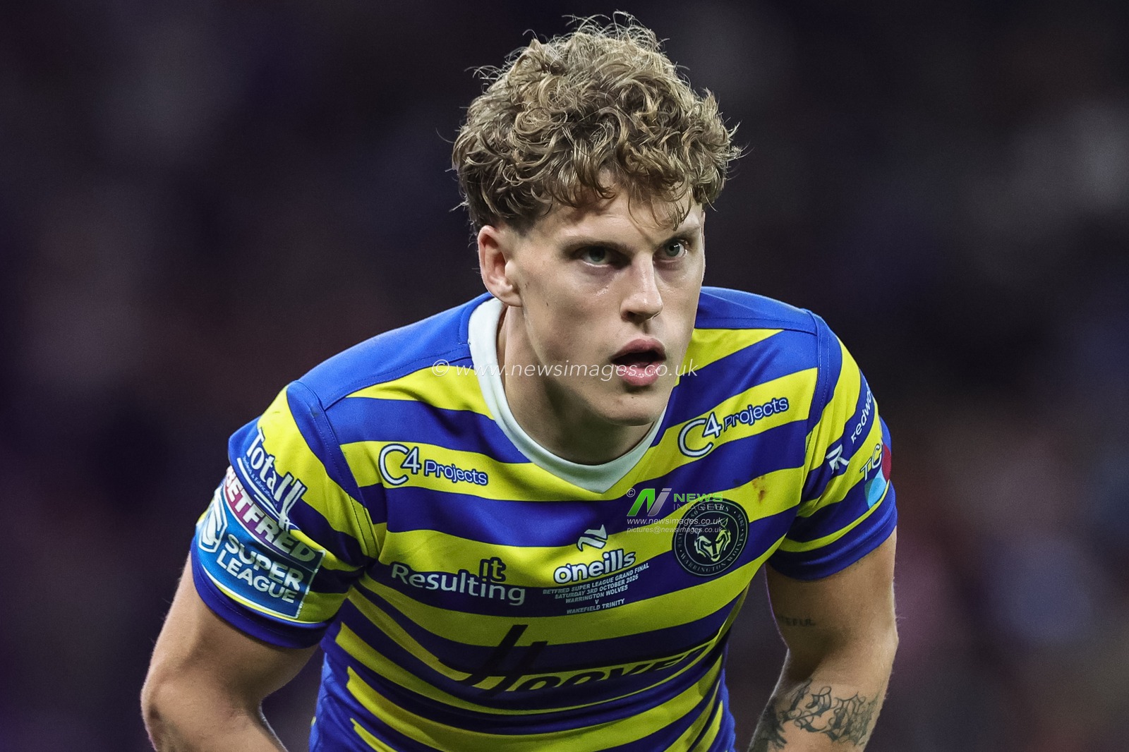 Arron Lindop of Warrington Wolves during the Betfred Super League Grand Final match Warrington Wolves vs Wakefield Trinity at Old Trafford, Manchester, United Kingdom on 03 October 2026

(Photo by Mark Cosgrove/News Images)