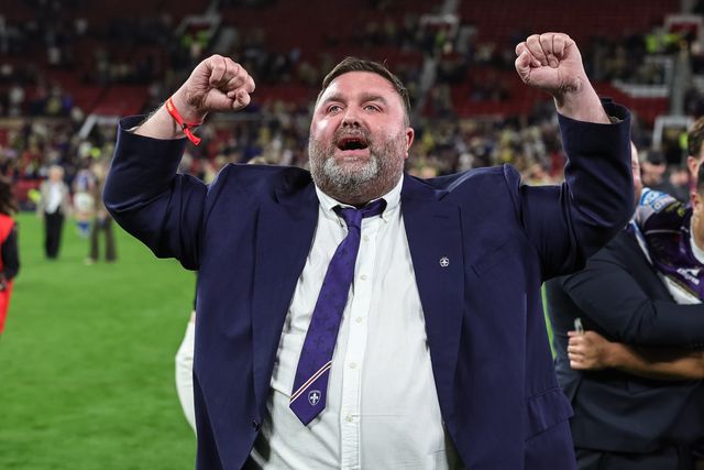 Matt Ellis Wakefield Trinity owner celebrates with the fans during the Betfred Super League Grand Final match Warrington Wolves vs Wakefield Trinity at Old Trafford, Manchester, United Kingdom on 03 October 2026

(Photo by Mark Cosgrove/News Images)