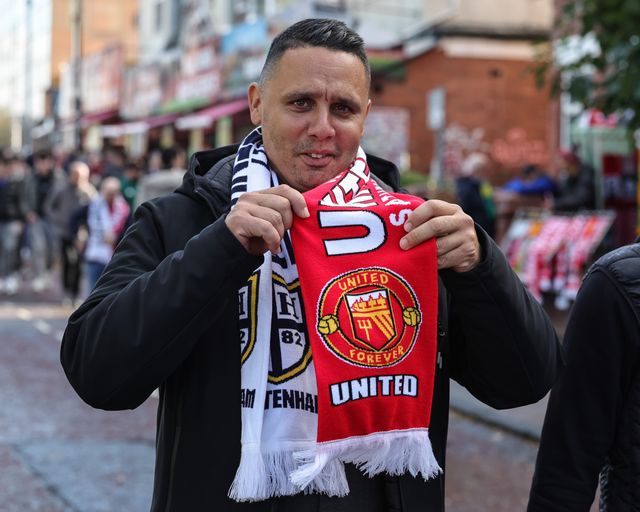 Manchester United fans make their way to Old Trafford during the Premier League match Manchester United vs Tottenham Hotspur at Old Trafford, Manchester, United Kingdom on 10 October 2026

(Photo by Mark Cosgrove/News Images)