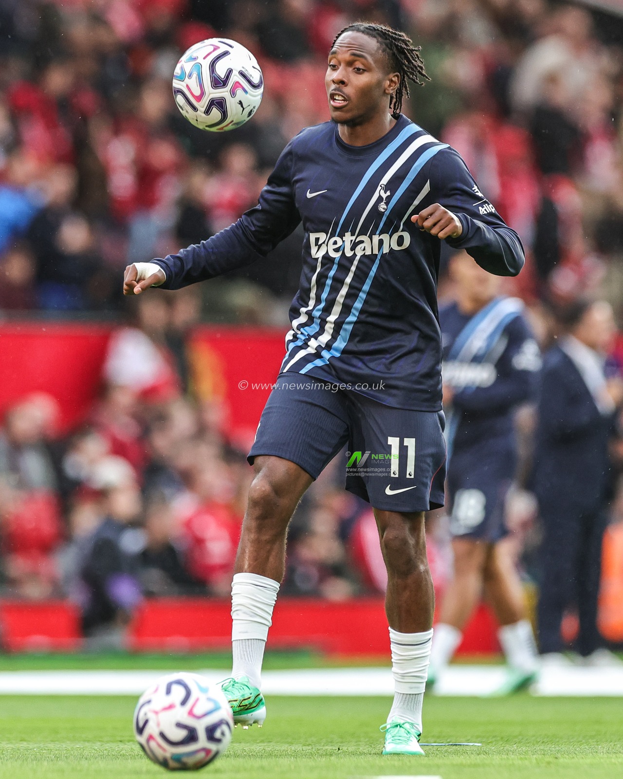 Mathys Tel of Tottenham Hotspur in the pregame warmup session during the Premier League match Manchester United vs Tottenham Hotspur at Old Trafford, Manchester, United Kingdom on 10 October 2026

(Photo by Mark Cosgrove/News Images)