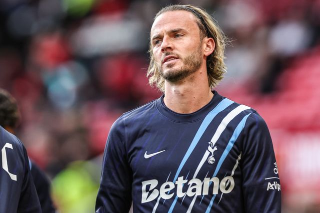 James Maddison of Tottenham Hotspur in the pregame warmup session during the Premier League match Manchester United vs Tottenham Hotspur at Old Trafford, Manchester, United Kingdom on 10 October 2026

(Photo by Mark Cosgrove/News Images)