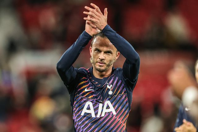James Maddison of Tottenham Hotspur applauds the fans after the game during the Premier League match Manchester United vs Tottenham Hotspur at Old Trafford, Manchester, United Kingdom on 10 October 2026

(Photo by Mark Cosgrove/News Images)