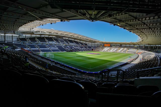 A general view of the stadium, pitch and stands during the Premier League match Hull City vs Everton at MKM Stadium, Hull, United Kingdom on 11 October 2026

(Photo by Maynard Manyowa/News Images)