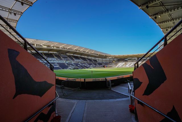 A general view of the stadium, pitch and stands during the Premier League match Hull City vs Everton at MKM Stadium, Hull, United Kingdom on 11 October 2026

(Photo by Maynard Manyowa/News Images)