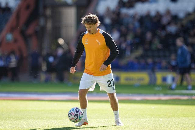Regan Slater of Hull City in the pregame warmup session  during the Premier League match Hull City vs Everton at MKM Stadium, Hull, United Kingdom on 11 October 2026

(Photo by Maynard Manyowa/News Images)