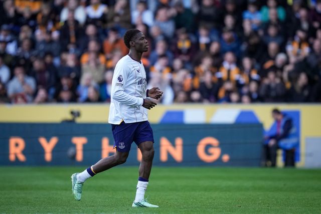 Thierno Barry of Everton \scores to make it  1-2 during the Premier League match Hull City vs Everton at MKM Stadium, Hull, United Kingdom on 11 October 2026

(Photo by Maynard Manyowa/News Images)