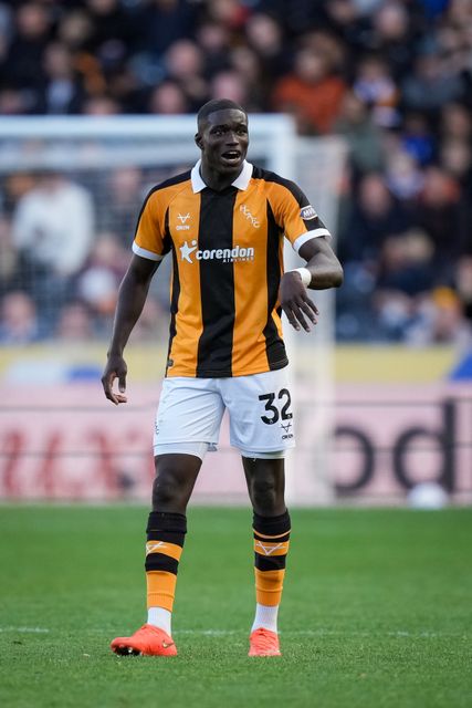 Nobel Mendy of Hull City in action during the Premier League match Hull City vs Everton at MKM Stadium, Hull, United Kingdom on 11 October 2026

(Photo by Maynard Manyowa/News Images)