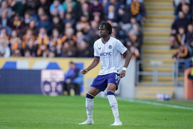 Tyrique George of Everton during the Premier League match Hull City vs Everton at MKM Stadium, Hull, United Kingdom on 11 October 2026

(Photo by Maynard Manyowa/News Images)