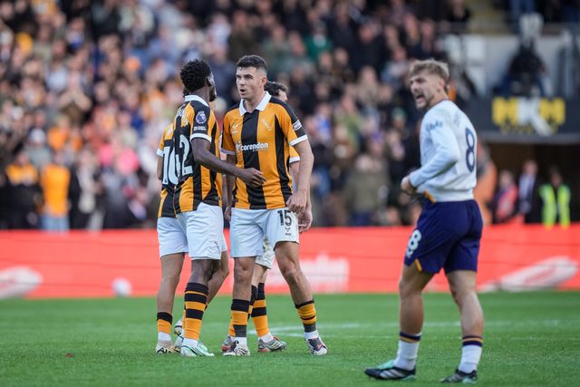 Mohamed Belloumi of Hull City celebrates his goal to make it  2-2 during the Premier League match Hull City vs Everton at MKM Stadium, Hull, United Kingdom on 11 October 2026

(Photo by Maynard Manyowa/News Images)
