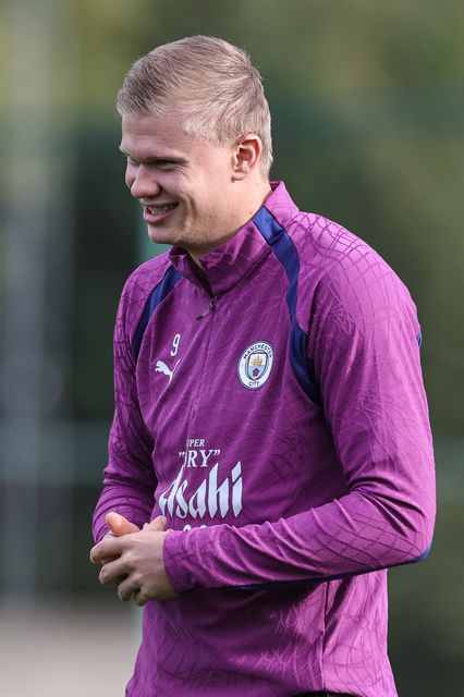 Erling Haaland of Manchester City in the training session during the UEFA Champions League press conference and open training Matchday 2 of 8 Manchester City vs Paris Saint-Germain at City Football Academy, Manchester, United Kingdom on 13 October 2026

(Photo by Mark Cosgrove/News Images)