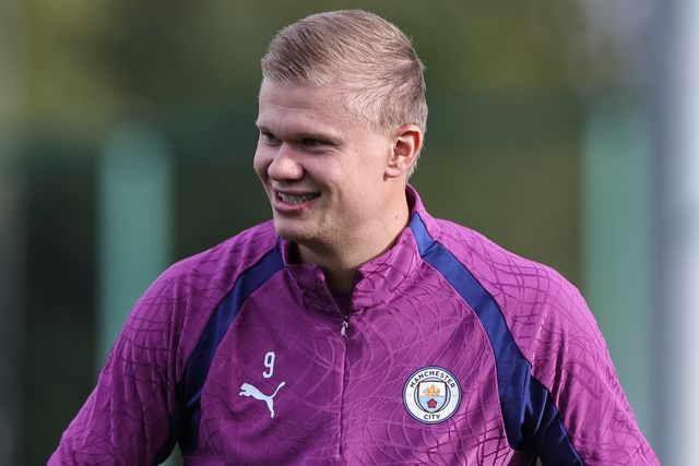 Erling Haaland of Manchester City in the training session during the UEFA Champions League press conference and open training Matchday 2 of 8 Manchester City vs Paris Saint-Germain at City Football Academy, Manchester, United Kingdom on 13 October 2026

(Photo by Mark Cosgrove/News Images)