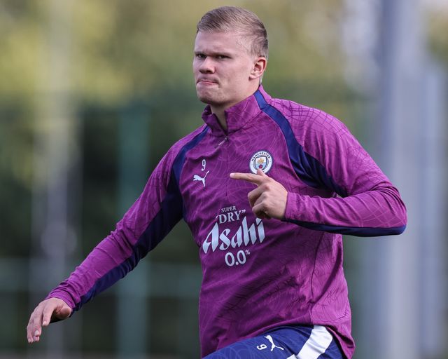 Erling Haaland of Manchester City in the training session during the UEFA Champions League press conference and open training Matchday 2 of 8 Manchester City vs Paris Saint-Germain at City Football Academy, Manchester, United Kingdom on 13 October 2026

(Photo by Mark Cosgrove/News Images)