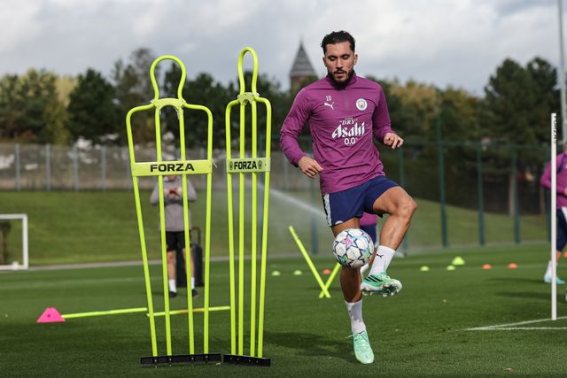 Rayan Cherki of Manchester City in the training session during the UEFA Champions League press conference and open training Matchday 2 of 8 Manchester City vs Paris Saint-Germain at City Football Academy, Manchester, United Kingdom on 13 October 2026

(Photo by Mark Cosgrove/News Images)