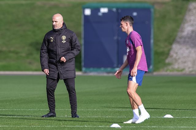 Enzo Maresca manager of Manchester City in the training session during the UEFA Champions League press conference and open training Matchday 2 of 8 Manchester City vs Paris Saint-Germain at City Football Academy, Manchester, United Kingdom on 13 October 2026

(Photo by Mark Cosgrove/News Images)