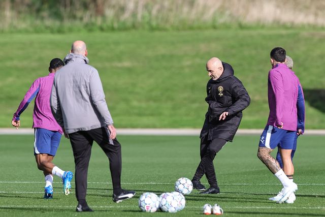 Enzo Maresca manager of Manchester City in the training session during the UEFA Champions League press conference and open training Matchday 2 of 8 Manchester City vs Paris Saint-Germain at City Football Academy, Manchester, United Kingdom on 13 October 2026

(Photo by Mark Cosgrove/News Images)