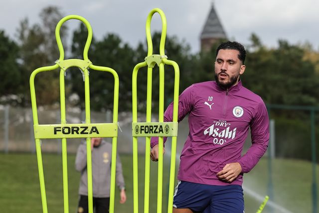 Rayan Cherki of Manchester City in the training session during the UEFA Champions League press conference and open training Matchday 2 of 8 Manchester City vs Paris Saint-Germain at City Football Academy, Manchester, United Kingdom on 13 October 2026

(Photo by Mark Cosgrove/News Images)