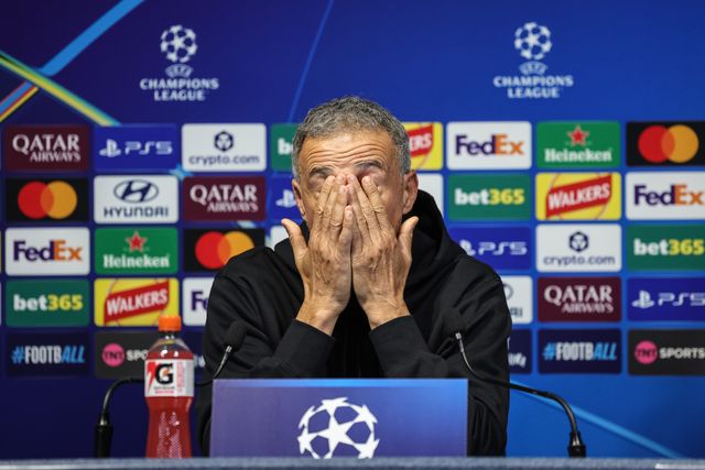 Luis Enrique manager of Paris Saint-Germain speaks during the UEFA Champions League press conference and open training Matchday 2 of 8 Manchester City vs Paris Saint-Germain at City Football Academy, Manchester, United Kingdom on 13 October 2026

(Photo by Mark Cosgrove/News Images)