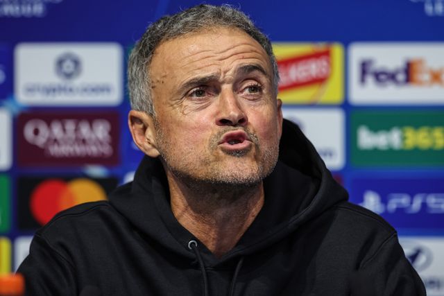 Luis Enrique manager of Paris Saint-Germain speaks during the UEFA Champions League press conference and open training Matchday 2 of 8 Manchester City vs Paris Saint-Germain at City Football Academy, Manchester, United Kingdom on 13 October 2026

(Photo by Mark Cosgrove/News Images)