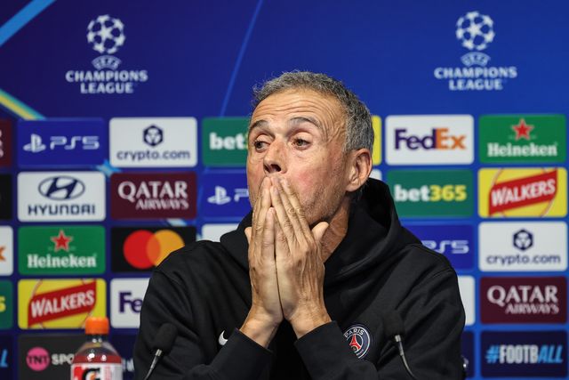 Luis Enrique manager of Paris Saint-Germain speaks during the UEFA Champions League press conference and open training Matchday 2 of 8 Manchester City vs Paris Saint-Germain at City Football Academy, Manchester, United Kingdom on 13 October 2026

(Photo by Mark Cosgrove/News Images)