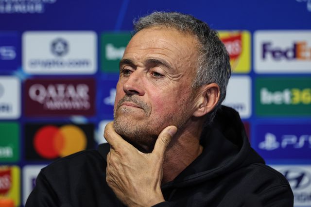 Luis Enrique manager of Paris Saint-Germain speaks during the UEFA Champions League press conference and open training Matchday 2 of 8 Manchester City vs Paris Saint-Germain at City Football Academy, Manchester, United Kingdom on 13 October 2026

(Photo by Mark Cosgrove/News Images)