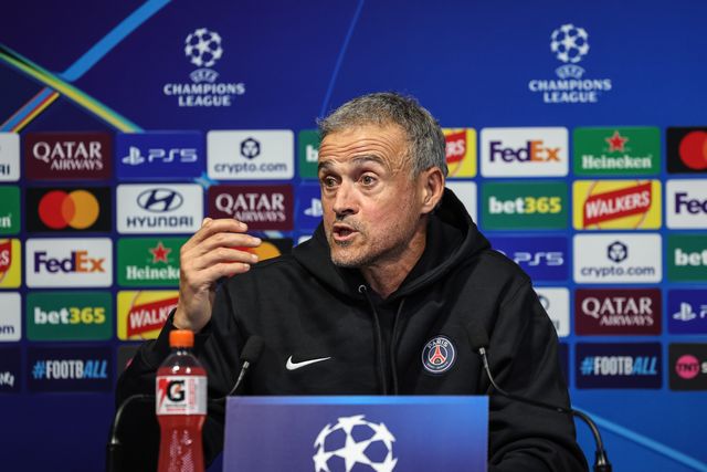 Luis Enrique manager of Paris Saint-Germain speaks during the UEFA Champions League press conference and open training Matchday 2 of 8 Manchester City vs Paris Saint-Germain at City Football Academy, Manchester, United Kingdom on 13 October 2026

(Photo by Mark Cosgrove/News Images)