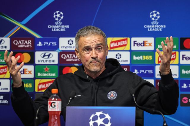 Luis Enrique manager of Paris Saint-Germain speaks during the UEFA Champions League press conference and open training Matchday 2 of 8 Manchester City vs Paris Saint-Germain at City Football Academy, Manchester, United Kingdom on 13 October 2026

(Photo by Mark Cosgrove/News Images)