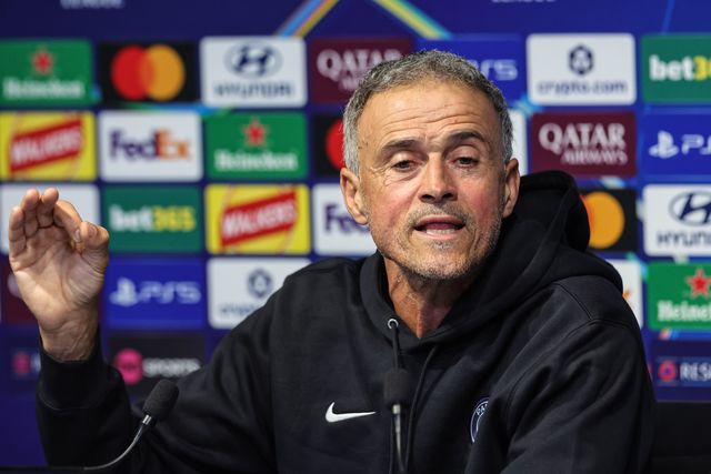 Luis Enrique manager of Paris Saint-Germain speaks during the UEFA Champions League press conference and open training Matchday 2 of 8 Manchester City vs Paris Saint-Germain at City Football Academy, Manchester, United Kingdom on 13 October 2026

(Photo by Mark Cosgrove/News Images)