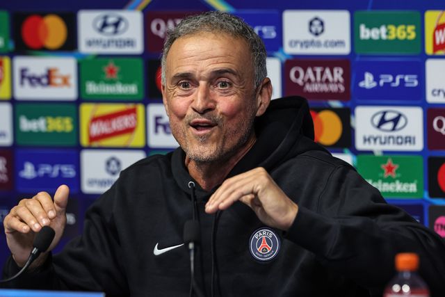 Luis Enrique manager of Paris Saint-Germain speaks during the UEFA Champions League press conference and open training Matchday 2 of 8 Manchester City vs Paris Saint-Germain at City Football Academy, Manchester, United Kingdom on 13 October 2026

(Photo by Mark Cosgrove/News Images)