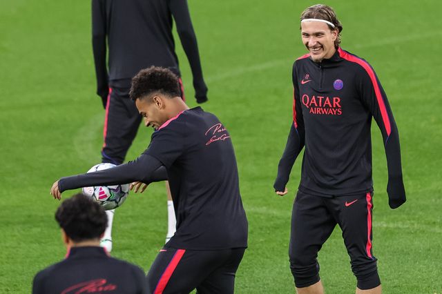 Mika Godts of Paris Saint-Germain during the UEFA Champions League press conference and open training Matchday 2 of 8 Manchester City vs Paris Saint-Germain at City Football Academy, Manchester, United Kingdom on 13 October 2026

(Photo by Mark Cosgrove/News Images)