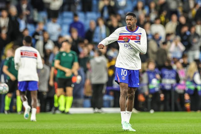 Ousmane Dembele of Paris Saint-Germain in the pregame warmup session during the UEFA Champions League Matchday 2 of 8 match Manchester City vs Paris Saint-Germain at City of Manchester Stadium, Manchester, United Kingdom on 14 October 2026

(Photo by Mark Cosgrove/News Images)