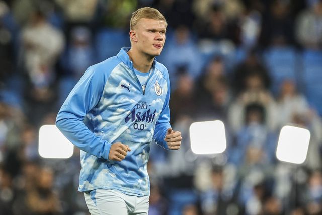 Erling Haaland of Manchester City in the pregame warmup session during the UEFA Champions League Matchday 2 of 8 match Manchester City vs Paris Saint-Germain at City of Manchester Stadium, Manchester, United Kingdom on 14 October 2026

(Photo by Mark Cosgrove/News Images)